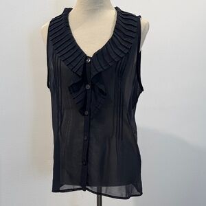 Banana Republic dark Navy blue Sheer Ruffle vest or blouse